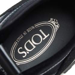 Pre Owned Tod's Black Leather And Suede High Top Lace Up Sneakers Size 45