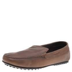 Tods Brown Leather Slip on Loafers Size 42.5