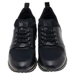 Tod's Black Leather And Neoprene Low Top Sneakers Size 40