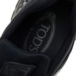 Tod's Black Leather And Neoprene Low Top Sneakers Size 40