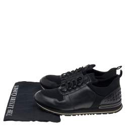 Tod's Black Leather And Neoprene Low Top Sneakers Size 40