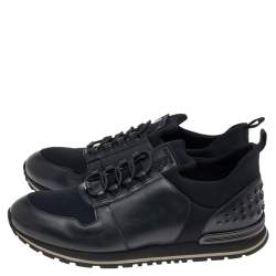 Tod's Black Leather And Neoprene Low Top Sneakers Size 40