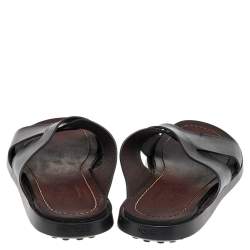 Tod's Black Leather Criss Cross Flat Slides Size 43