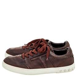 Tod's Dark Brown Leather Low Top Sneakers Size 41