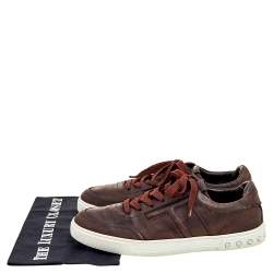 Tod's Dark Brown Leather Low Top Sneakers Size 41