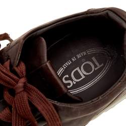 Tod's Dark Brown Leather Low Top Sneakers Size 41