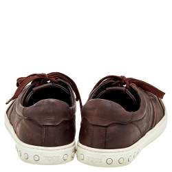Tod's Dark Brown Leather Low Top Sneakers Size 41