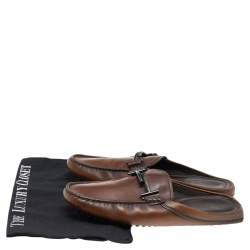 Tod's Brown Leather Slip On Mules Size 39.5