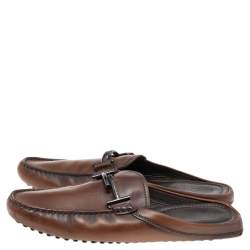 Tod's Brown Leather Slip On Mules Size 39.5