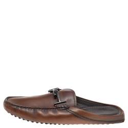 Tod's Brown Leather Slip On Mules Size 39.5