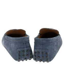 Pre Owned Tod's Blue Suede Driving Slip On Loafers Size 44