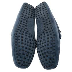 Pre Owned Tod's Blue Suede Driving Slip On Loafers Size 44