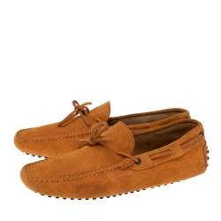 مملوكة مسبقًا حذاء لوفرز تودز دريفر سويدي برتقالي مزين فيونكة مقاس 43