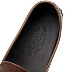Pre Owned Tod's Brown Leather Slip On Driving Loafers Size 46.5
