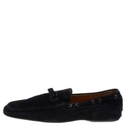 Pre Owned Tod's Black Suede Slip on Loafers Size 44.5