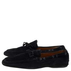 Pre Owned Tod's Black Suede Slip on Loafers Size 44.5