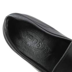 Pre Owned Tod's Black Leather Slip On Loafers Size 41.5