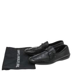 Pre Owned Tod's Black Leather Slip On Loafers Size 41.5