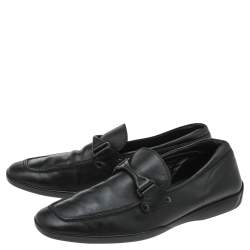 Pre Owned Tod's Black Leather Slip On Loafers Size 41.5