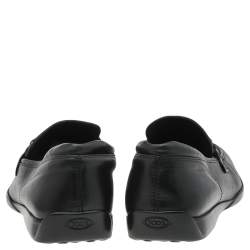 Pre Owned Tod's Black Leather Slip On Loafers Size 41.5
