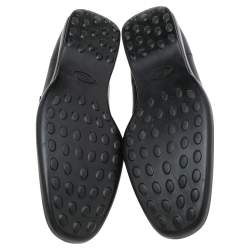 Pre Owned Tod's Black Leather Slip On Loafers Size 41.5