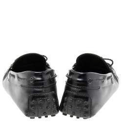 Pre Owned Tod's Black Leather Braided Bow Driver Loafers Size 41.5
