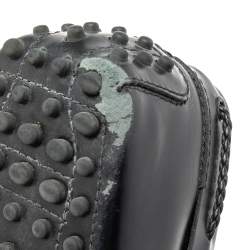 Pre Owned Tod's Black Leather Braided Bow Driver Loafers Size 41.5