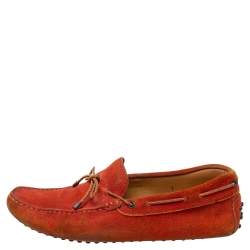 Tod's Orange Suede Bow Loafers Size 41