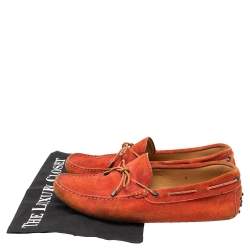 Tod's Orange Suede Bow Loafers Size 41