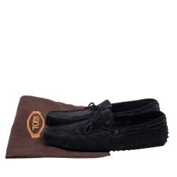 Pre Owned حذاء لوفرز تودز غومينو فيونكة سويدي أسود مقاس 45