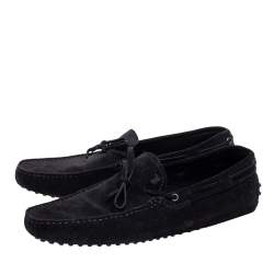 Pre Owned حذاء لوفرز تودز غومينو فيونكة سويدي أسود مقاس 45