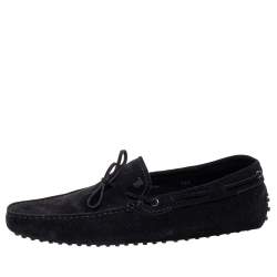 Pre Owned حذاء لوفرز تودز غومينو فيونكة سويدي أسود مقاس 45