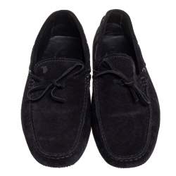 Pre Owned حذاء لوفرز تودز غومينو فيونكة سويدي أسود مقاس 45