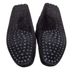 Pre Owned حذاء لوفرز تودز غومينو فيونكة سويدي أسود مقاس 45