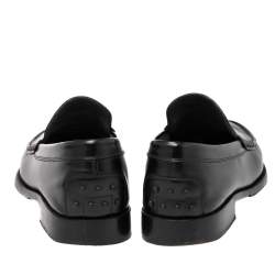 Pre Owned حذاء لوفرز تودز سليب أون بيني جلد أسود مقاس 42.5