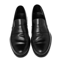 Pre Owned حذاء لوفرز تودز سليب أون بيني جلد أسود مقاس 42.5