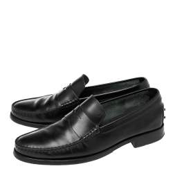 Pre Owned حذاء لوفرز تودز سليب أون بيني جلد أسود مقاس 42.5