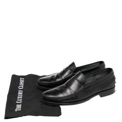 Pre Owned حذاء لوفرز تودز سليب أون بيني جلد أسود مقاس 42.5