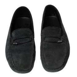 Tod's Black Suede Braided Bit Loafers Size 44.5