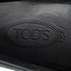 Tod's Black Suede Braided Bit Loafers Size 44.5