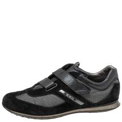 Tod's Black Suede Leather and Nylon Low-Top Sneakers Size 42 