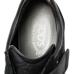 Tod's Black Suede Leather and Nylon Low-Top Sneakers Size 42 