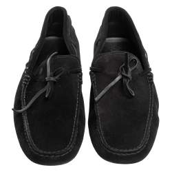 مملوكة مسبقًا Tod's Black Suede Bow Loafers Size 43