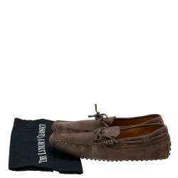 Tod's Brown Suede Bow Slip On Loafers Size 43