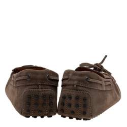 Tod's Brown Suede Bow Slip On Loafers Size 43