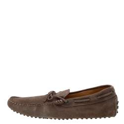 Tod's Brown Suede Bow Slip On Loafers Size 43
