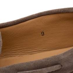 Tod's Brown Suede Bow Slip On Loafers Size 43