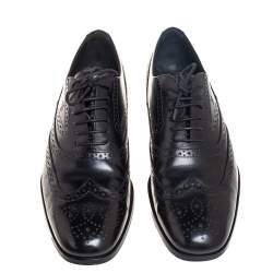 Tod's Black Brogue Leather Lace Up Oxfords Size 39.5