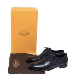 Tod's Black Brogue Leather Lace Up Oxfords Size 39.5