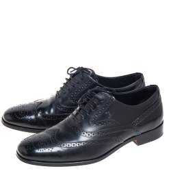 Tod's Black Brogue Leather Lace Up Oxfords Size 39.5